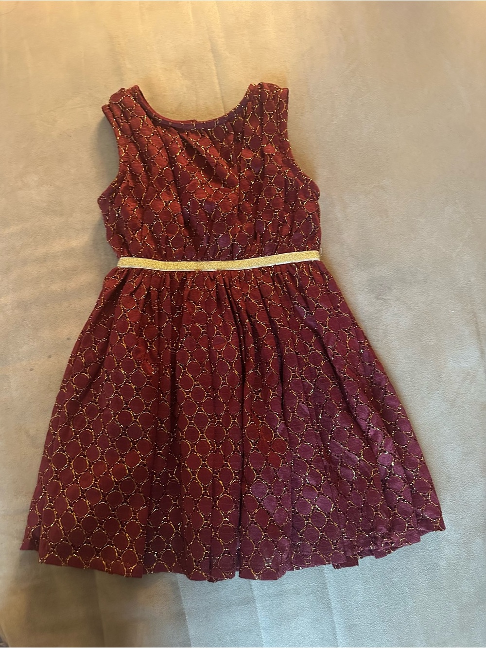 Cat and Jack Girls' Burgundy Glitter Belted Dress